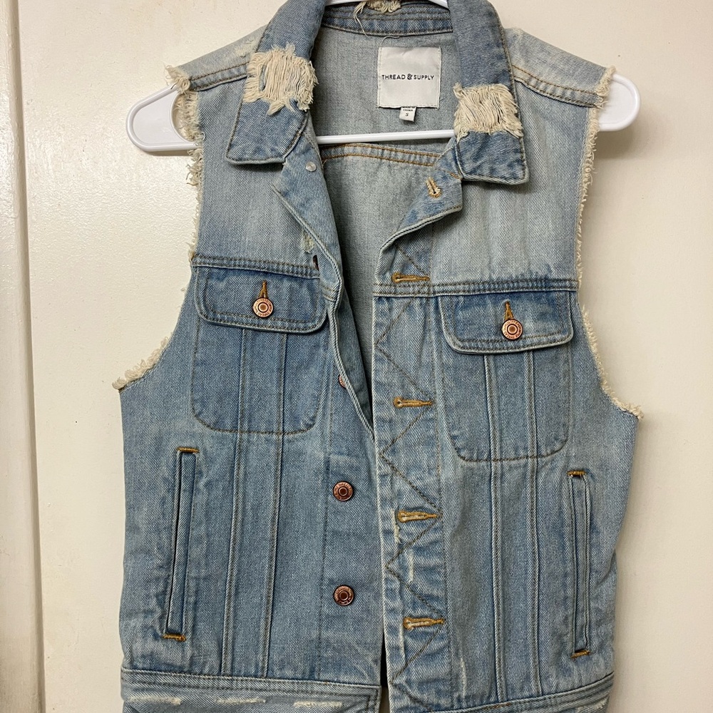 Thread & Supply Light Blue Denim Vest
